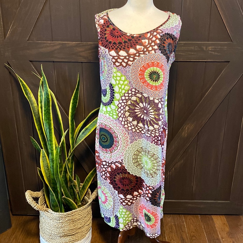 Feel Good Medium Sleeveless light weight sundress. Bright Colored